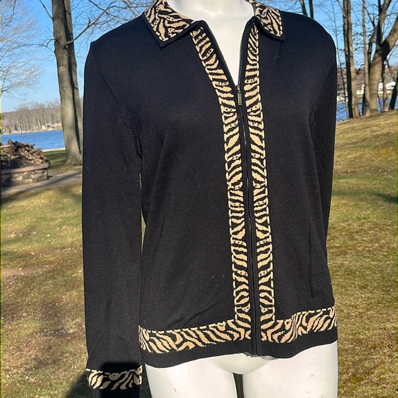 Alfred Dunner zip-up cotton-blend sweater S-M - Picture 2 of 9